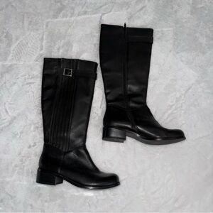 Black Leather Knee-High Boots